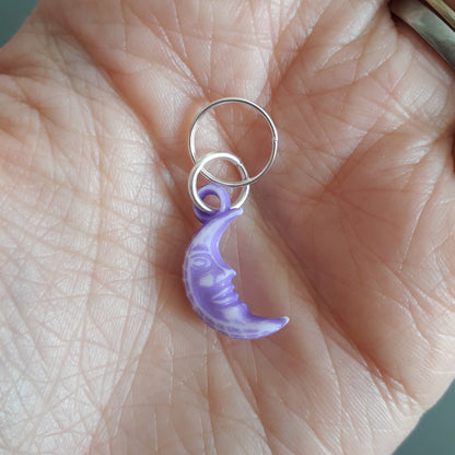 Crescent moon stitch markers