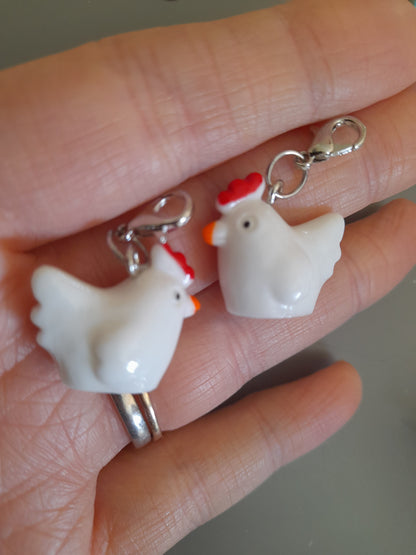 Handmade chicken stitch markers