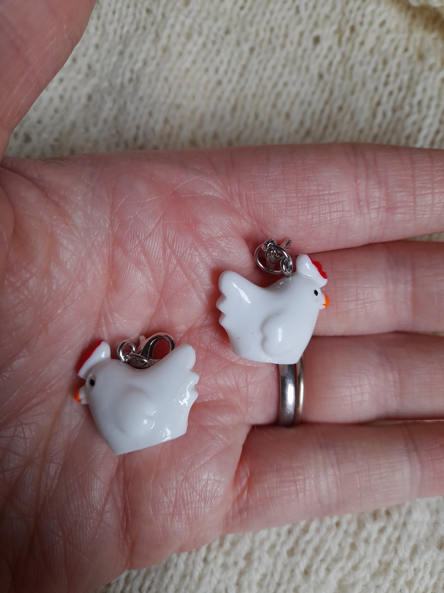 Handmade chicken stitch markers